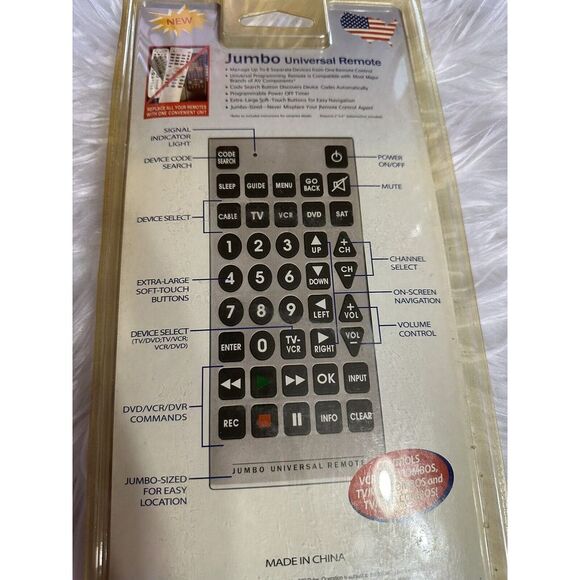 Jumbo Universal Television TV Remote Control Large Button, YK9001 - NEW - Picture 5 of 6